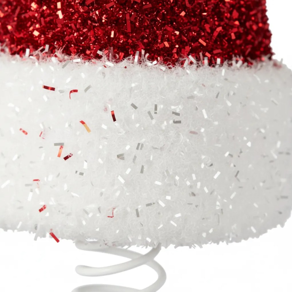 Czubek na choinkę, brokatowa czapka Mikołaja, 32 cm