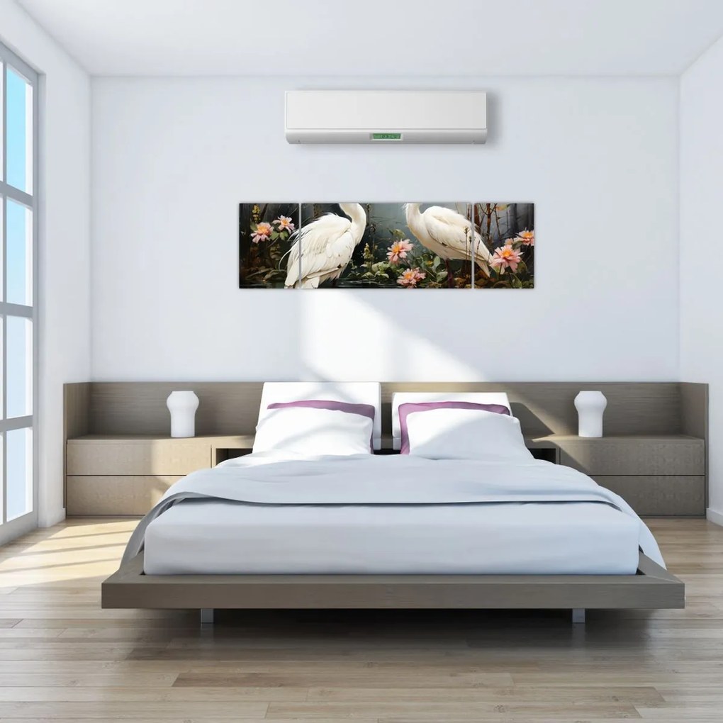 Obraz - Białe żurawie (170x50 cm)