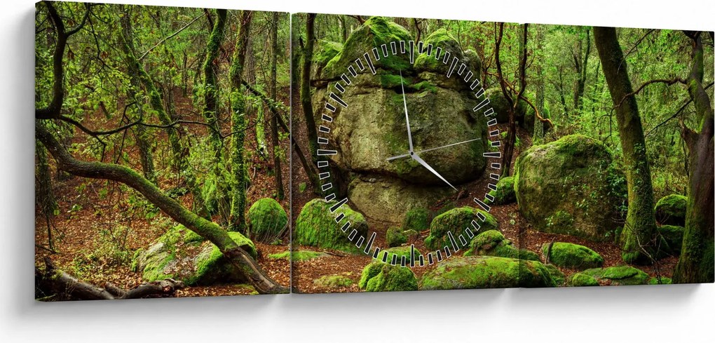 Obraz magicznego lasu (z zegarem) (90x30 cm)