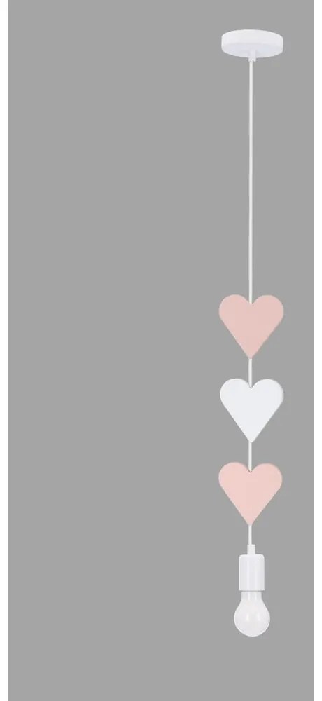Biało-różowa lampa dziecięca z metalowym kloszem Hearts – Candellux Lighting