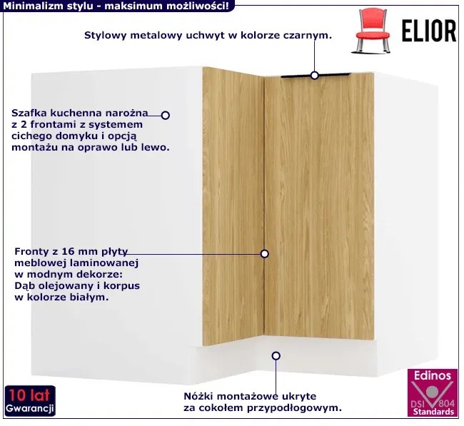 Stojąca narożna szafka kuchenna dąb olejowany - Skania 20X
