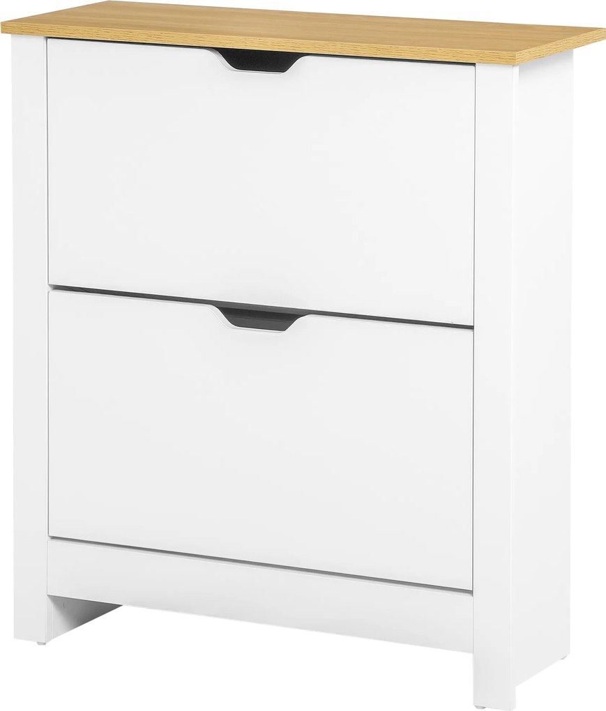 HOMCOM Szafkowy regał na buty, 2 komory, 12 par butów, 72 cm x 26 cm x 80 cm, Biały + Brąz
