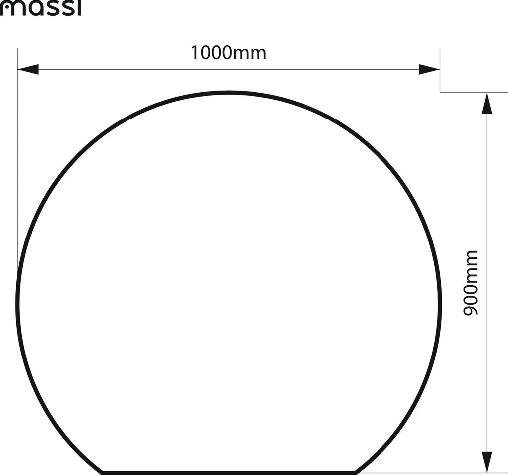 Lustro półokrągłe oszlifowane z podświetleniem MOON Orbit LED | Różne rozmiary | Różne kolory : Kolor tafli szkła - Grafit, Rozmiar - 100 x 90 cm