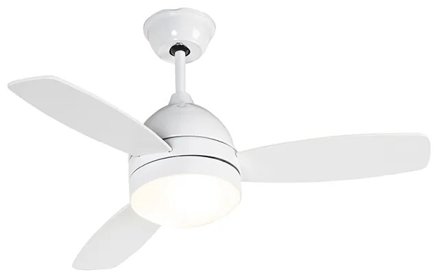 Wentylator sufitowy z lampą biały z drewnianym nadrukiem 96 cm z pilotem - Rotar Nowoczesny Oswietlenie wewnetrzne