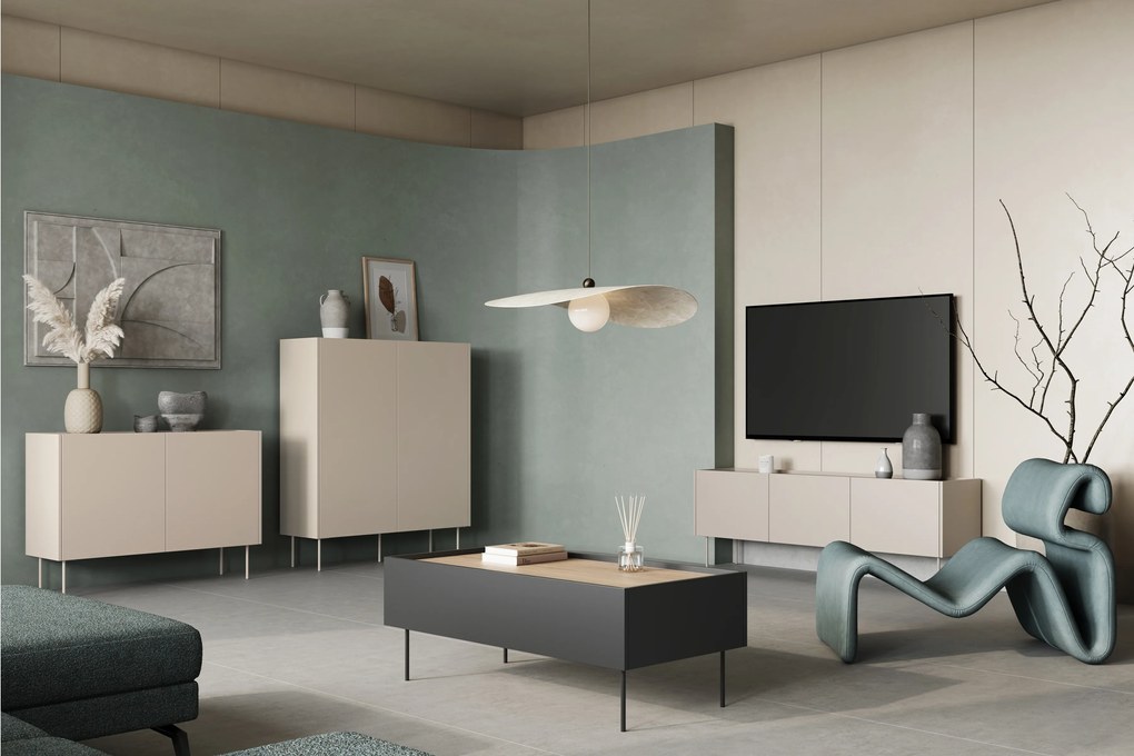 Komoda Desin 120 cm dwudrzwiowa - kaszmir / dąb nagano