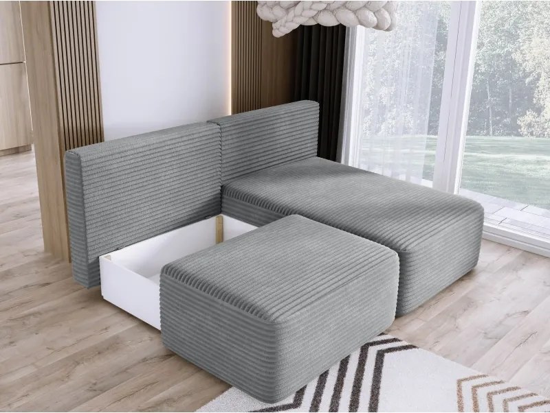 Narożnik TILIA wolnostojący układ L strona Prawa z funkcją spania w tkaninie Tilia 90