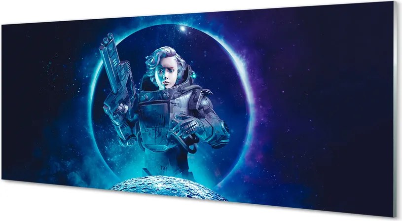 Szkło do Kuchni na Ścianę Kobieta na tle Księżyca w Kosmosie