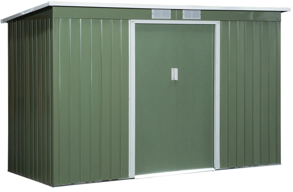 Outsunny Szopa na Narzędzia Ogrodowe Stalowa z Przesuwanymi Drzwiami Przestronna Jasnozielona 277x130x173cm | Aosom PL