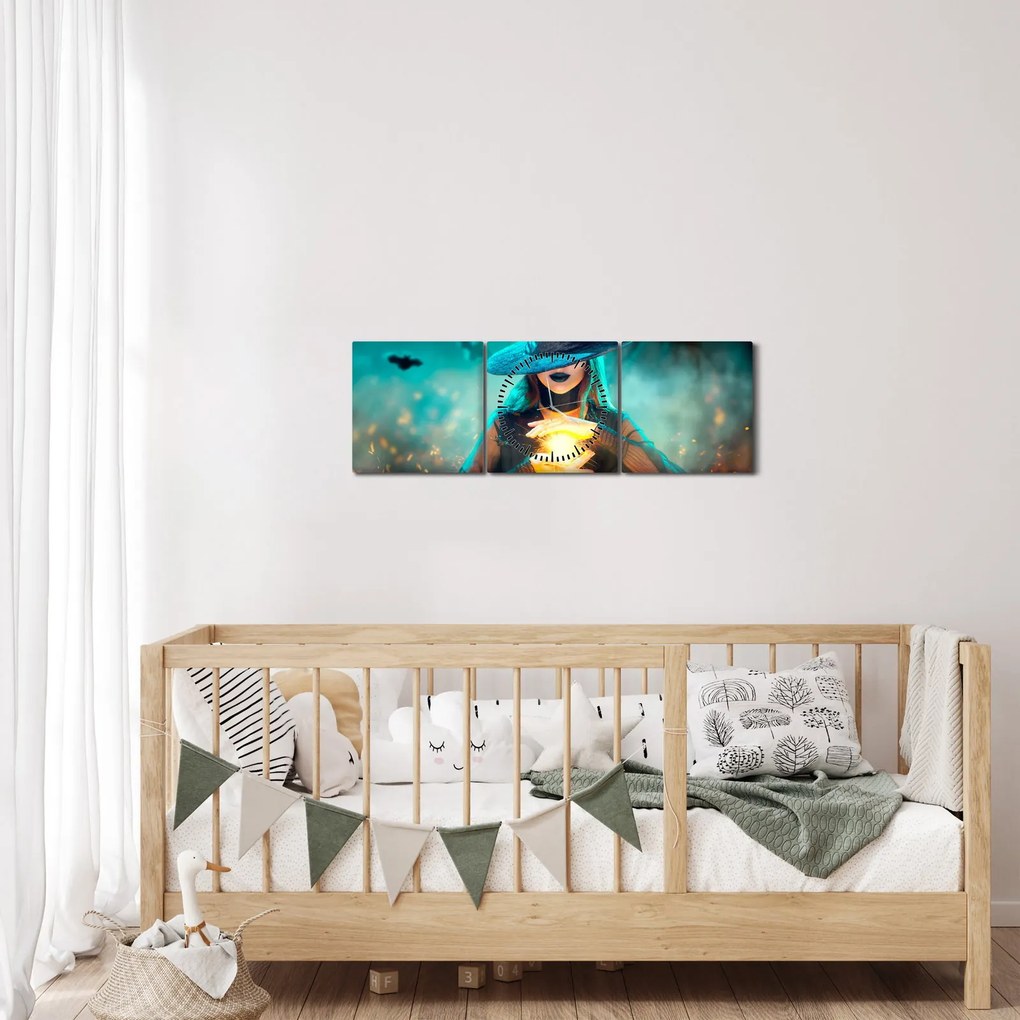Obraz czarownicy (z zegarem) (90x30 cm)