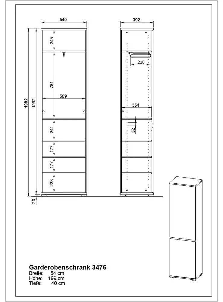 Szafa w dekorze buku 54x200 cm Lissabon – Germania