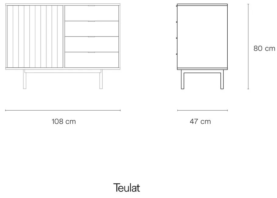 Biało-naturalna niska komoda w dekorze dębu 108x80 cm Sierra – Teulat