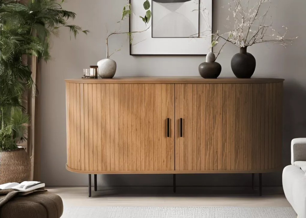 Komoda dwudrzwiowa rozsuwana Double 140cm – nowoczesna komoda z ryflowanymi frontami