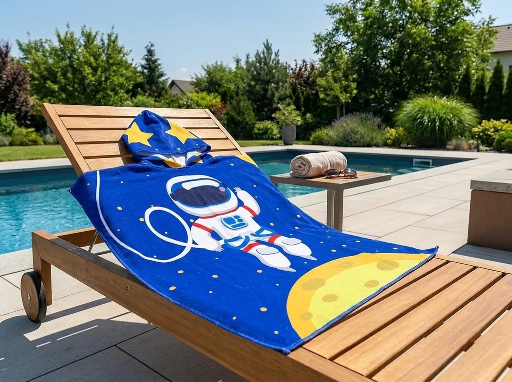 Dziecięce ponczo GALAXIO niebieskie Rozmiar: 60 x 120 cm