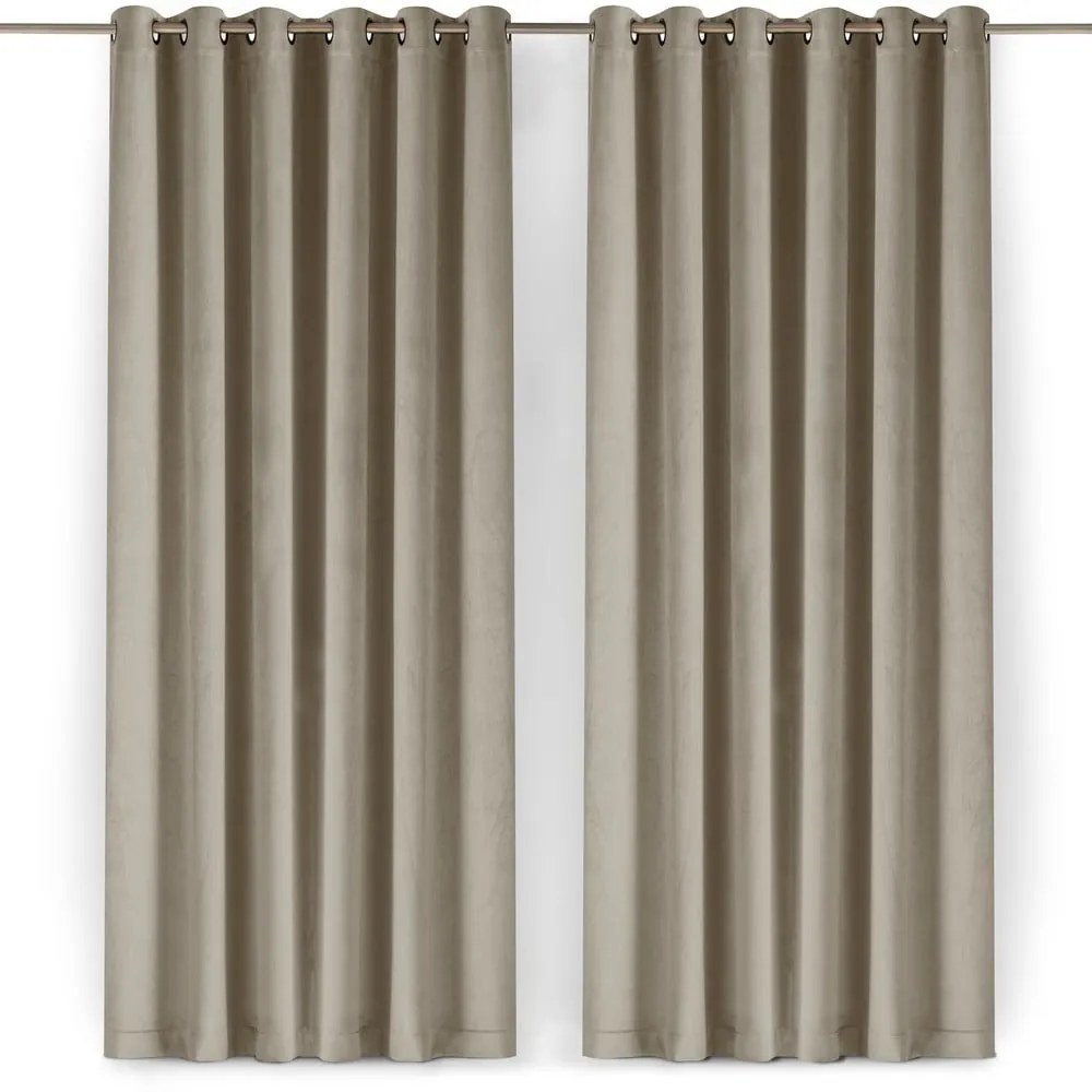 Beżowa aksamitna zasłona częściowo zaciemniająca (dimout) 140x270 cm Velto – Filumi