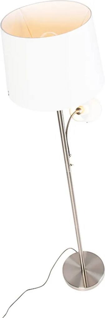 Inteligentna lampa stojąca stalowa z białym kloszem, w tym WiFi A60 i E14 - Retro