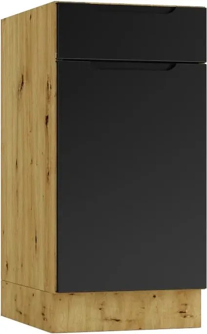 Szafka dolna z szufladą 40 cm dąb artisan + czarny W7-Z24
