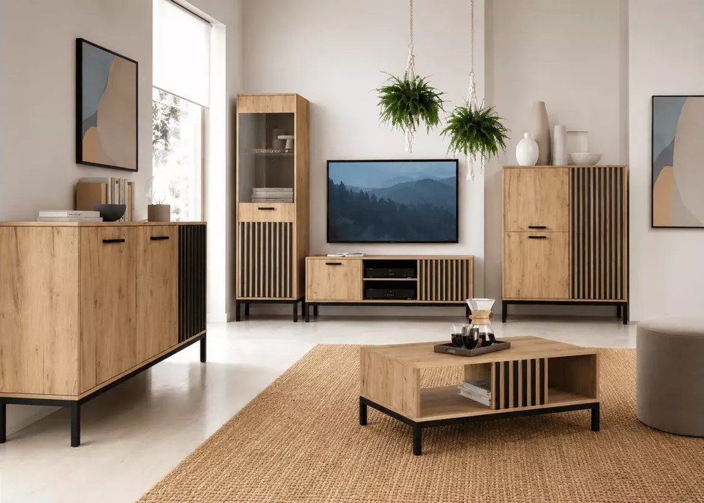 Komoda Octavio KM-1 dąb craft/czarny – nowoczesna elegancja w Twoim wnętrzu