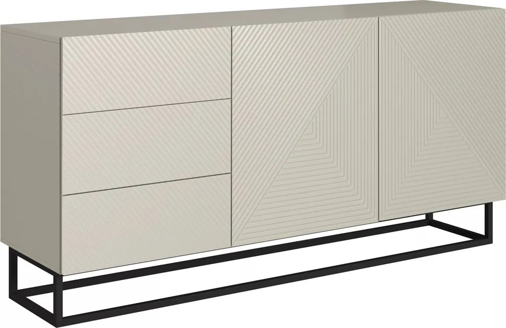 Komoda Asha 167 cm dwudrzwiowa z szufladami - kaszmir / czarny stelaż