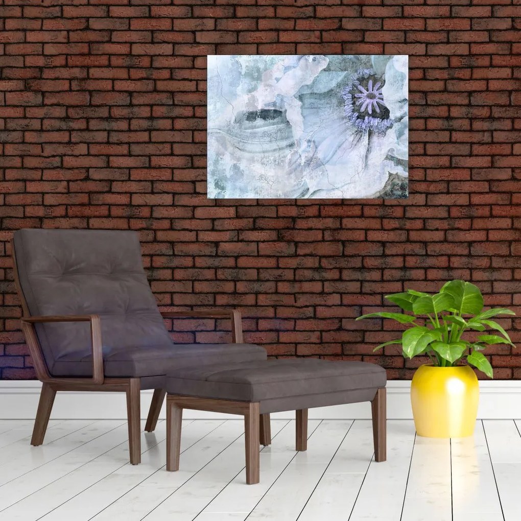 Obraz - Kwiatowy fresk na ceglanej ścianie (70x50 cm)