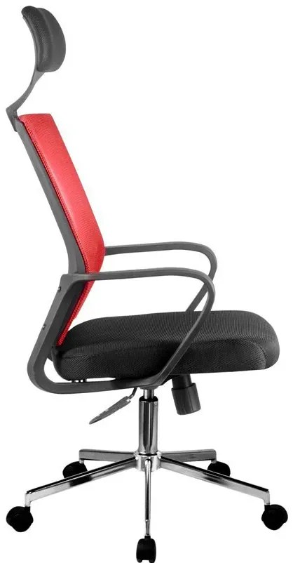 Czerwony fotel ergonomiczny z zagłówkiem do biurka E8-Z87
