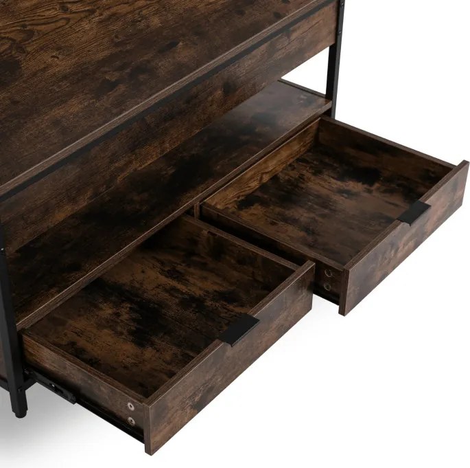 Ławostół Rozkładany LUCA 100 cm Dąb Rustykalny/Czarny Loft - Stół i Ława do Salonu