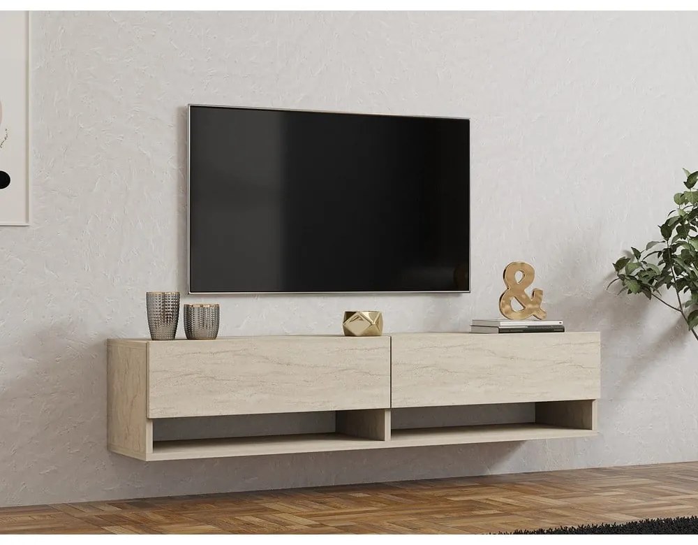 Beżowa szafka pod TV 141x31x30 cm Arges – Kalune Design