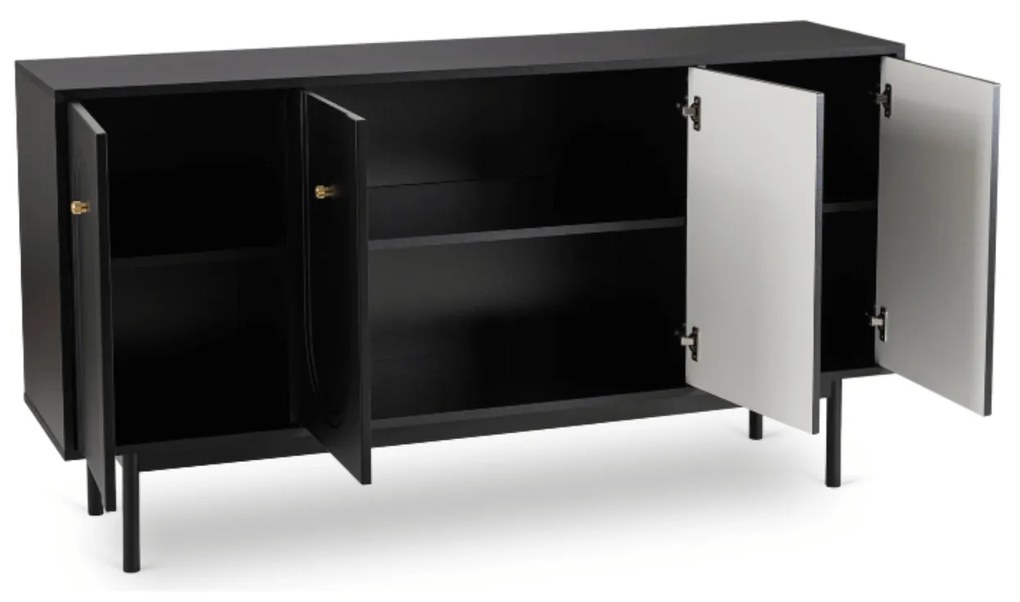 Komoda do Salonu MARLEN 155 cm Czarna Czterodrzwiowa Nowoczesna