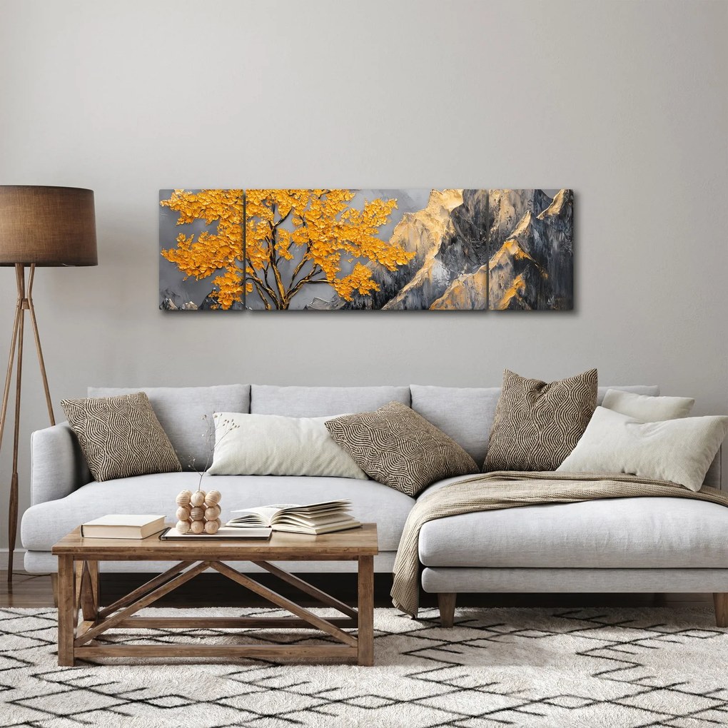 Obraz – Złote drzewo w górach (170x50 cm)