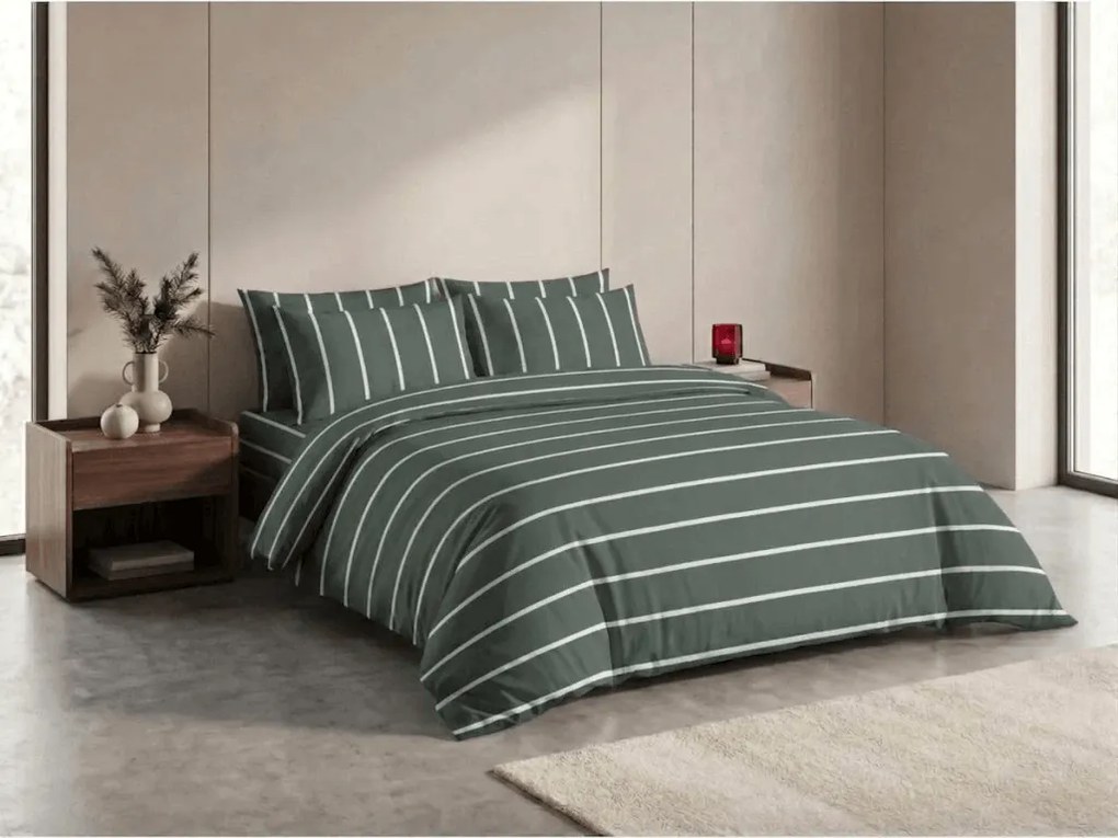 PrzytulneMieszkanie.pl PrzytulneMieszkanie.pl Bawełniana pościel STRIPIX zielona, 100% bawełna Rozmiar pościeli: 70 x 90 cm | 140 x 200 cm