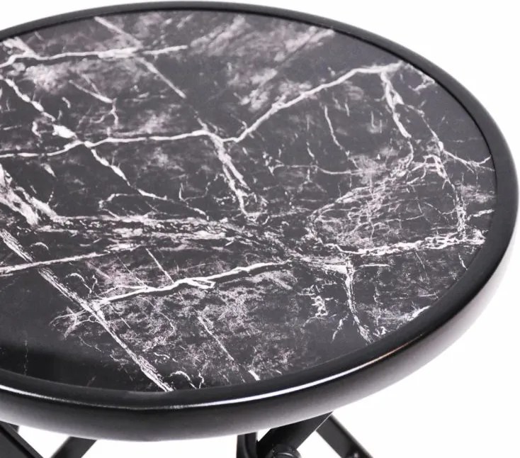 Stolik bistro ogrodowy, składany, Ø 45 cm, czarny marmur