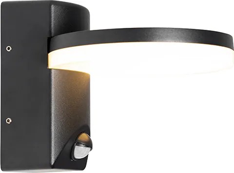Lampa ścienna zewnętrzna czarna z diodą LED IP54 z czujnikiem ruchu - Esmee