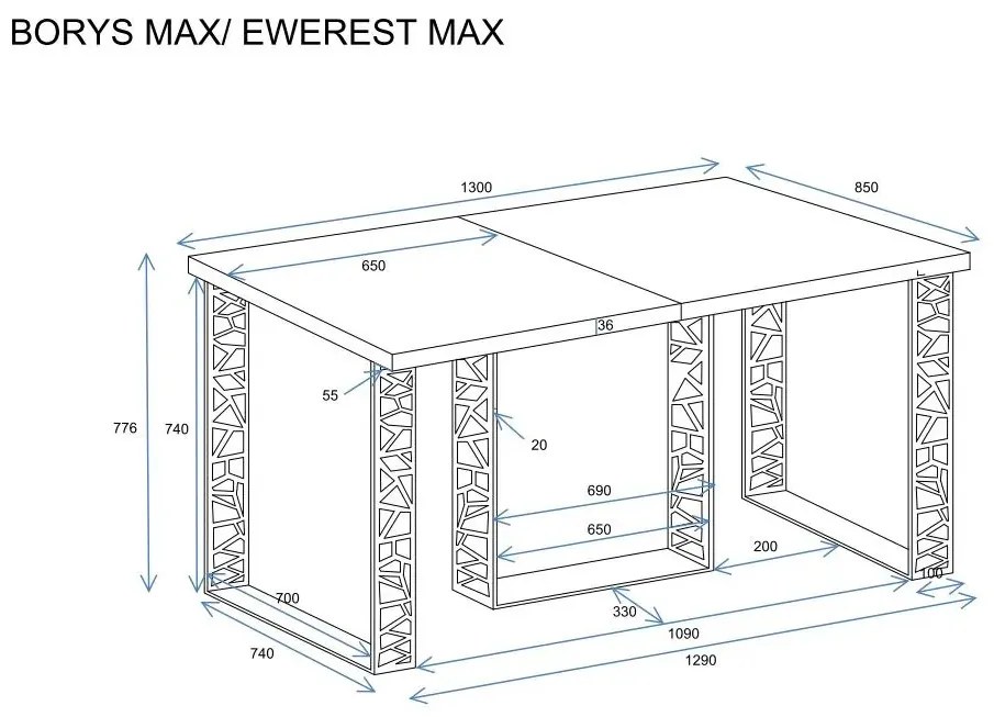 Stół rozkładany EWEREST MAX 130(330)x85 dąb stirling ENDO