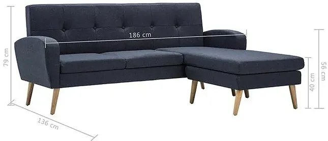 Narożnik z leżanką ciemnoszary S3-M01