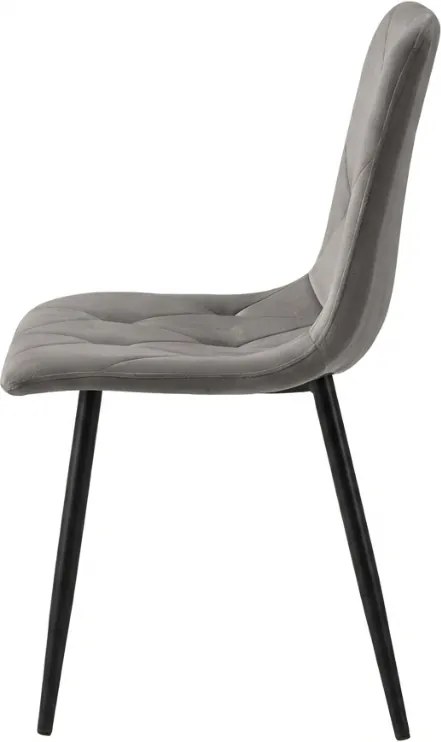 Szare aksamitowe krzesło LIBRA SILVER GREY z czarnymi nogami