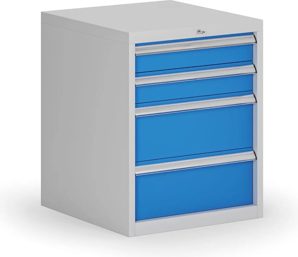 Kontener warsztatowy do zawieszenia G8, 4x szuflada, 560 x 600 x 700 mm, niebieski