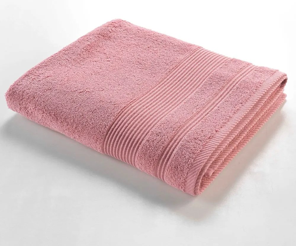 Różowy bawełniany ręcznik kąpielowy frotte 90x150 cm Tendresse – douceur d'intérieur
