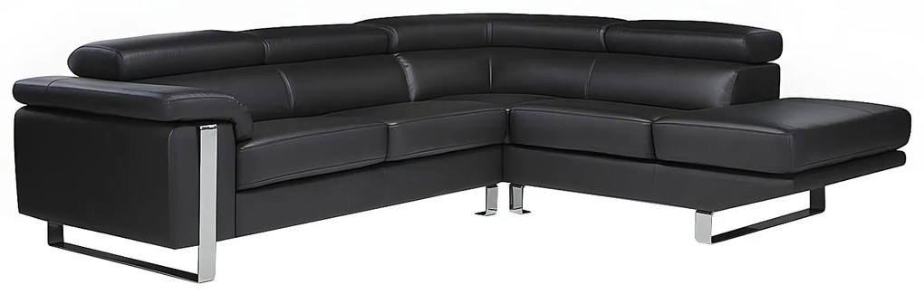 Kanapa narożna ze skóry MYSTIQUE - Czarny - Narożnik prawostronny