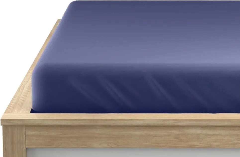 PrzytulneMieszkanie.pl Prześcieradło jersey HIGHFIT ciemnoniebieskie 90 x 200 cm