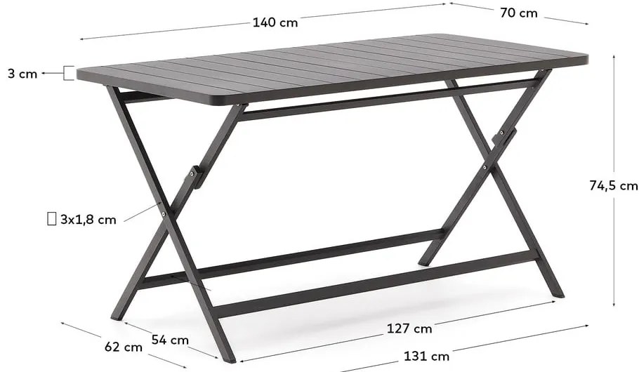 Metalowy stół ogrodowy 70x140 cm Torreta – Kave Home