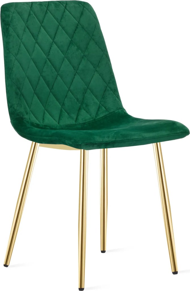 Zielone welurowe krzesło glamour pikowane L9-S24