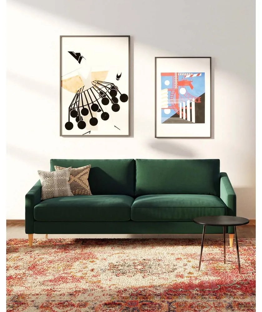 Ciemnozielona aksamitna sofa 200 cm Karoto – Ame Yens