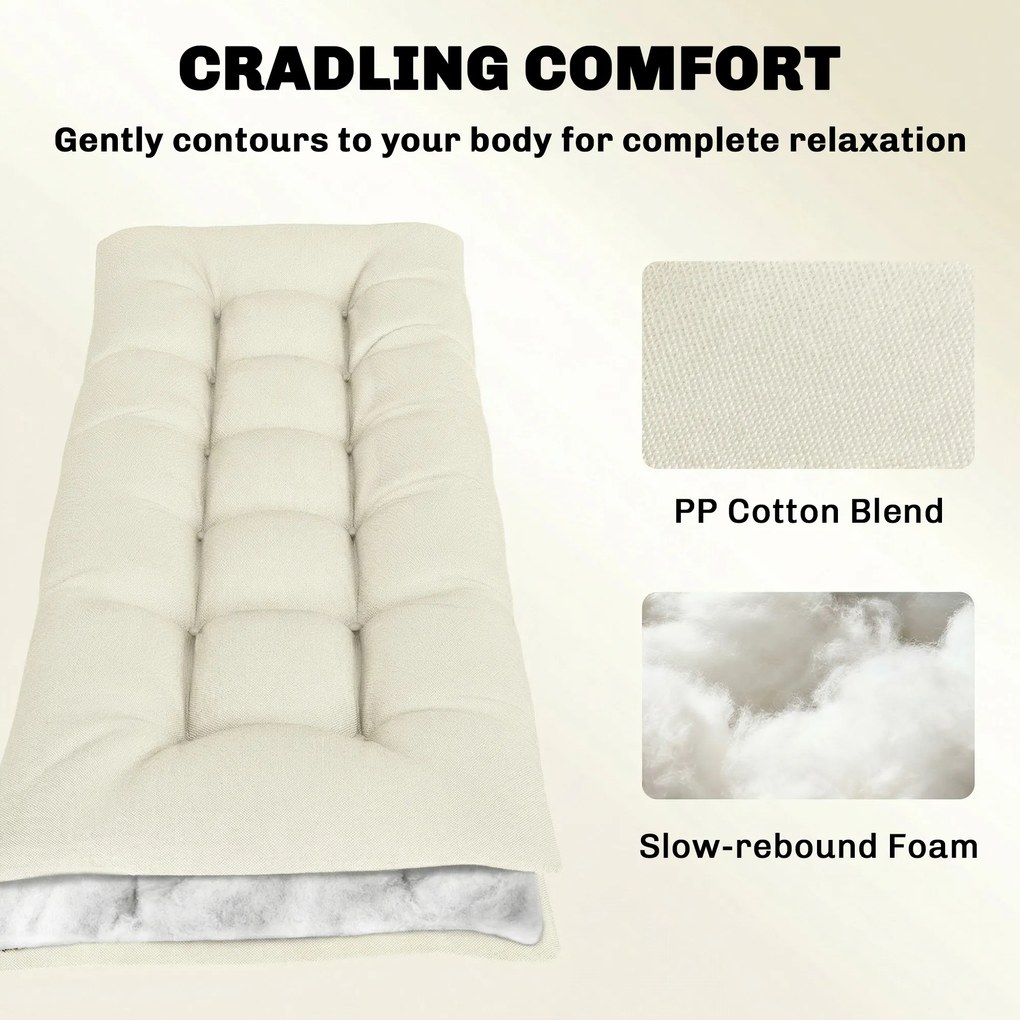 Outsunny Poduszka na Palety Zdejmowana z Paskami Mocującymi, Poduszka Ogrodowa na Leżaki 198 x 65 x 13 cm Beżowa | Aosom PL