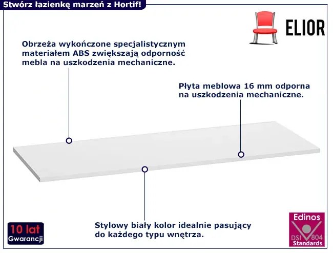 Prostokątny blat łazienkowy pod umywalke 120 cm - Tiris 7X