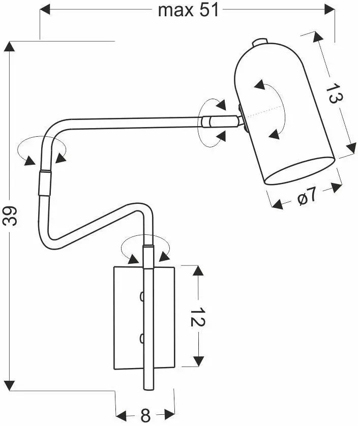 Czarny metalowy kinkiet do sypialni i salonu - K059-Pikko