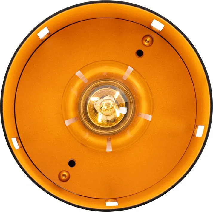 Designerska lampa sufitowa czarna ze złotym wnętrzem - Yana