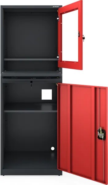 Szafa komputerowa, przemysłowa STEVE, 640 x 1750 x 630 mm, antracytowo-czerwona