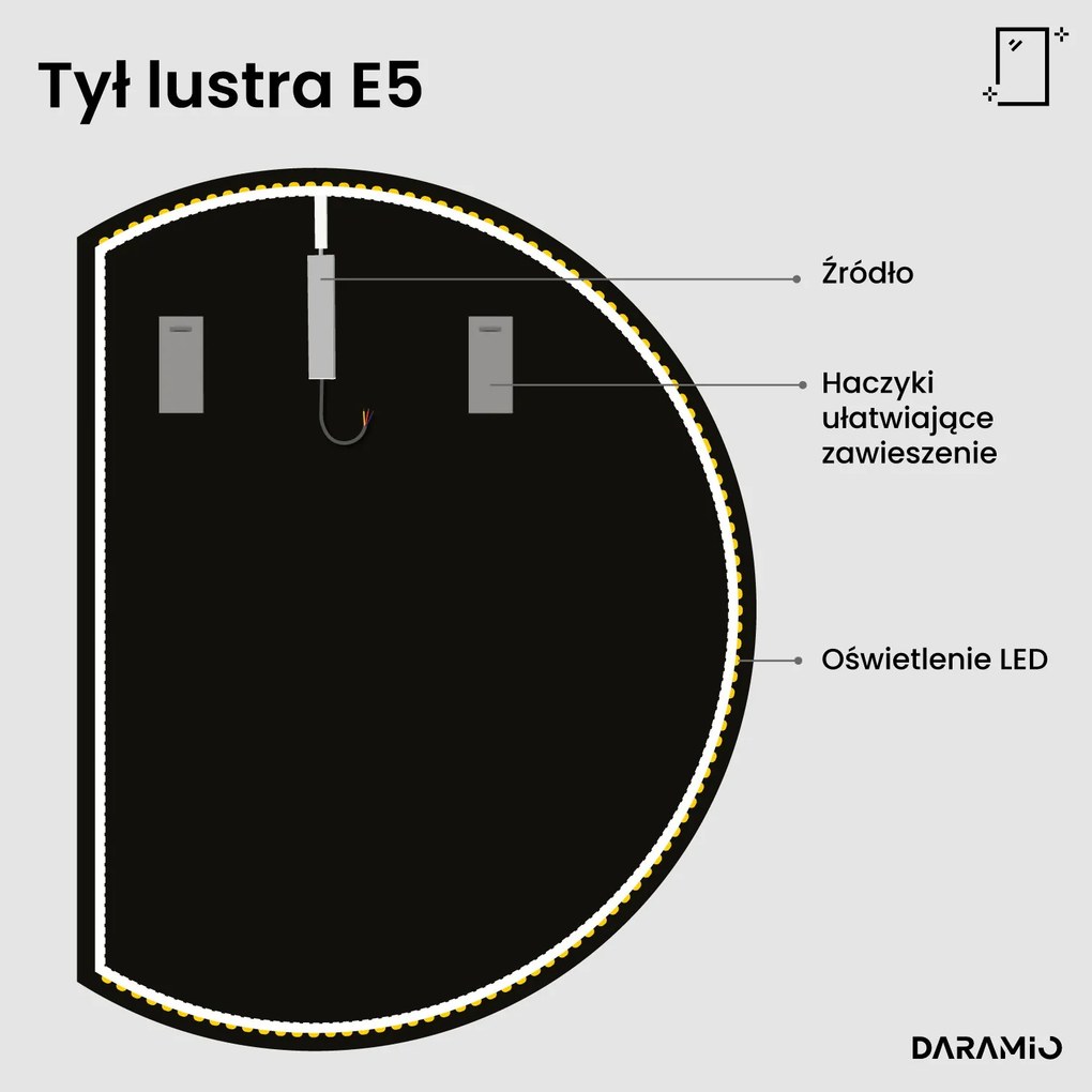 Lustro łazienkowe półokrągłe LED E5