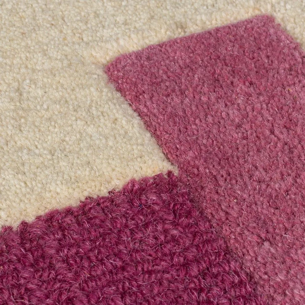 Żółto-różowy wełniany dywan tkany ręcznie 120x170 cm Kai Wool Border – Flair Rugs