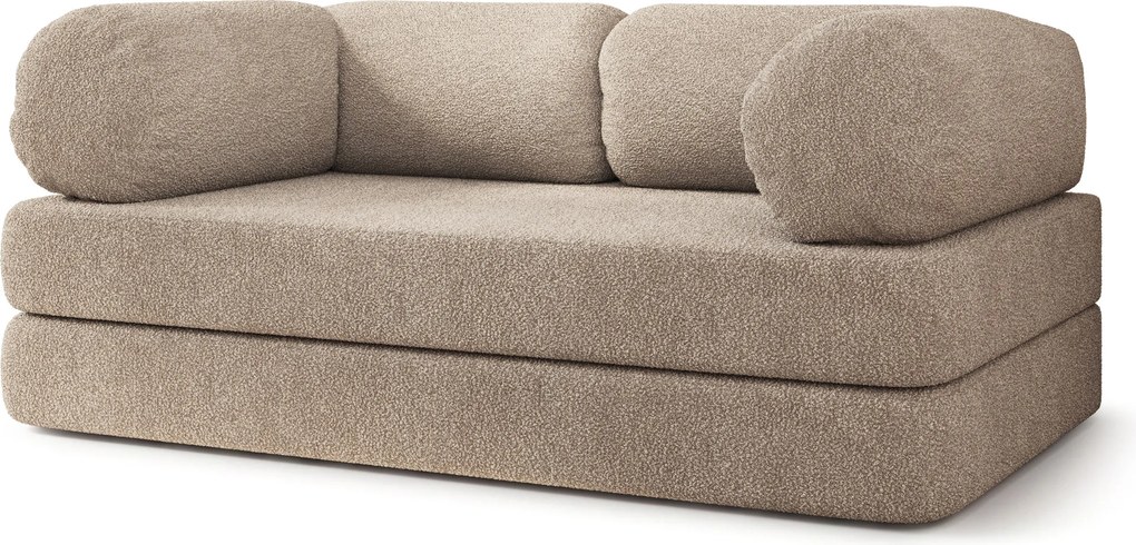 Masseno Sofa piankowa EIREN z funkcją spania, Kanapa z pianki do salonu, Bezmontażowa, Tkanina bucle – Beżowy QUELLE 05