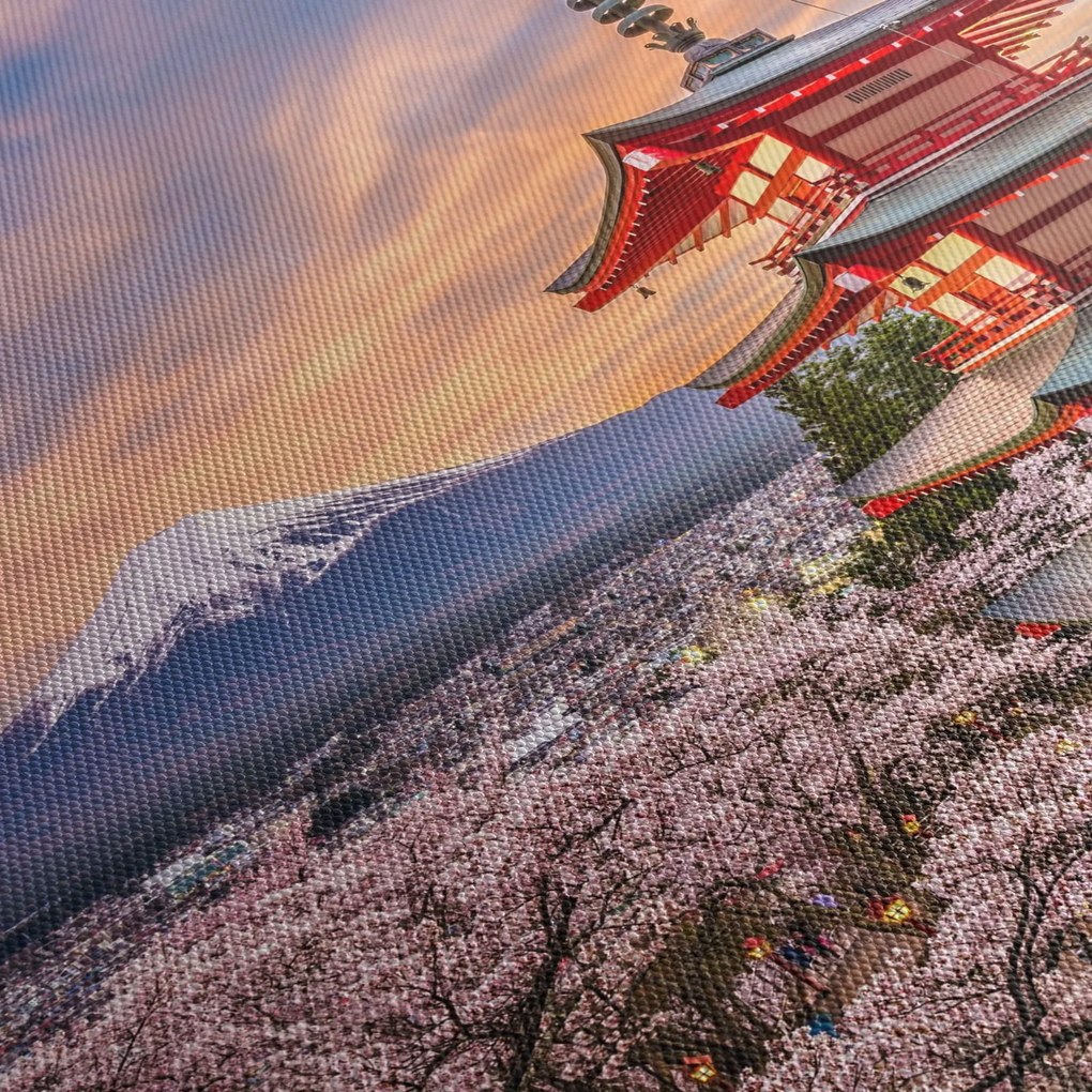 Obraz - Fuji (z zegarem) (90x30 cm)